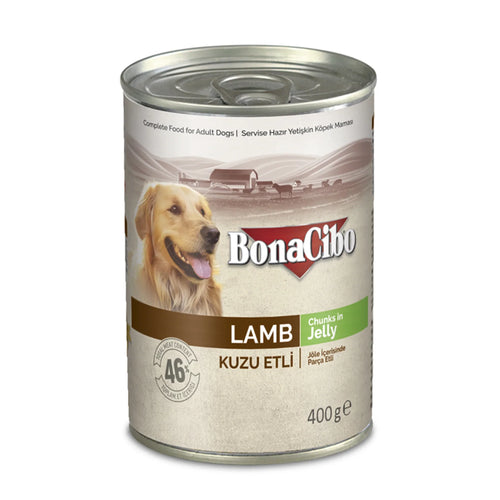 Bonacibo Adult Dog Lamb Chunks in Jelly Wet Food 400g Can
