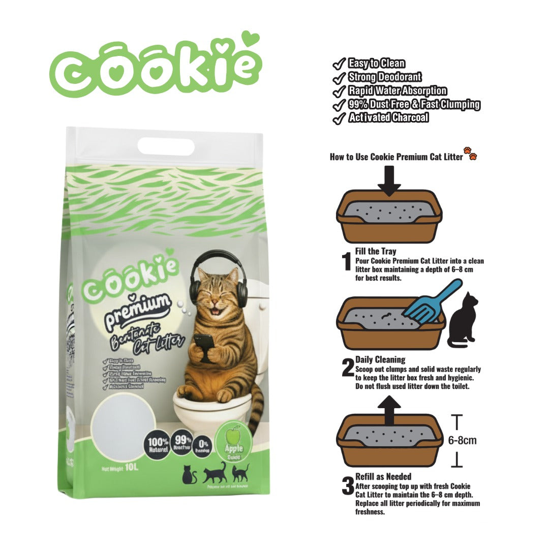 Cookie Premium Bentonite Cat Litter – Strong Clumping & Odor Control