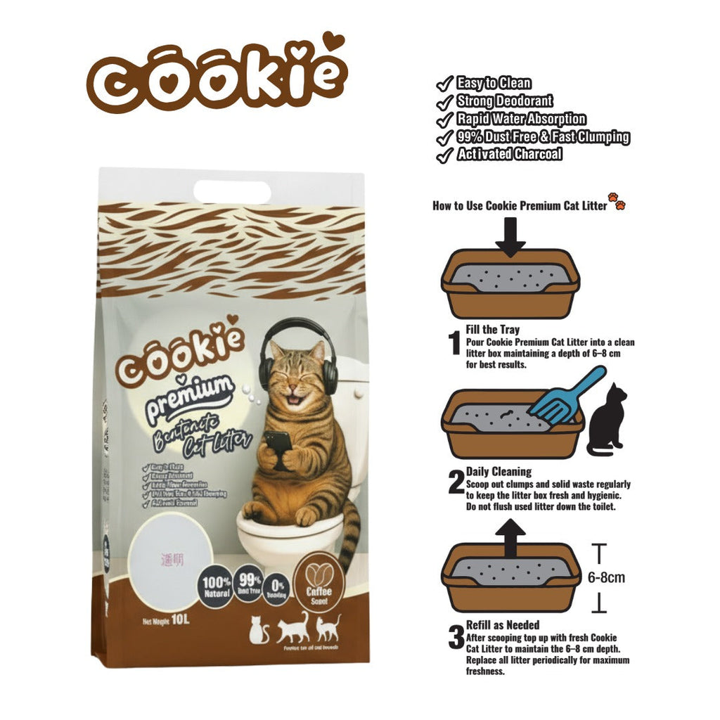 Cookie Premium Bentonite Cat Litter – Strong Clumping & Odor Control