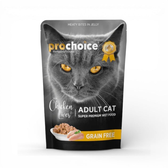 Prochoice Chicken and Liver Chunks in Jelly for Adult Cats 85g