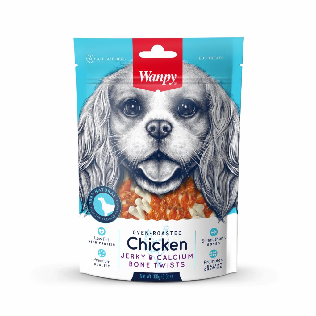 Wanpy Adult Dog Chicken and Calcium Bone Twists 100G