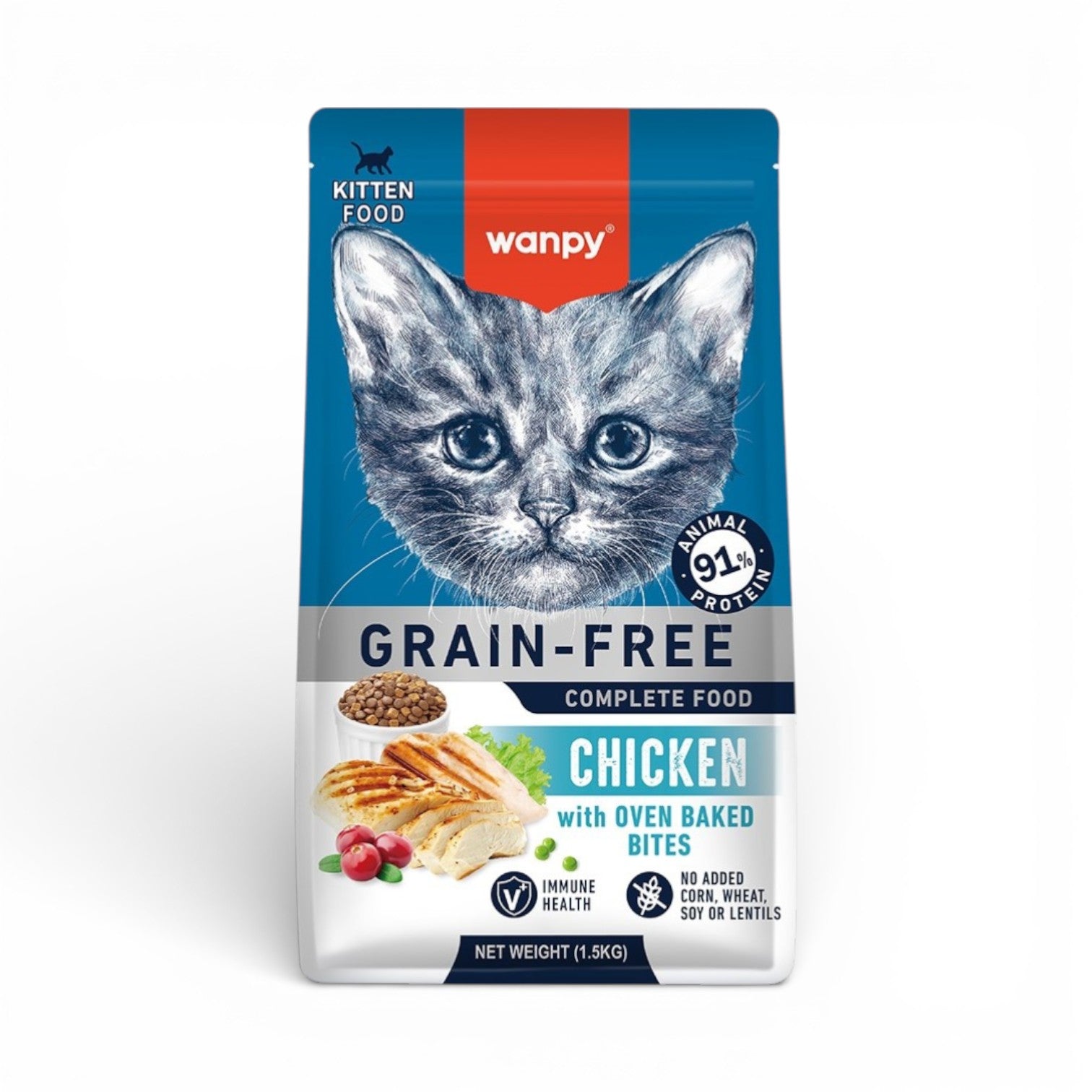 Wanpy Grain-Free Kitten Dry Cat Food with Chicken 1.5kg